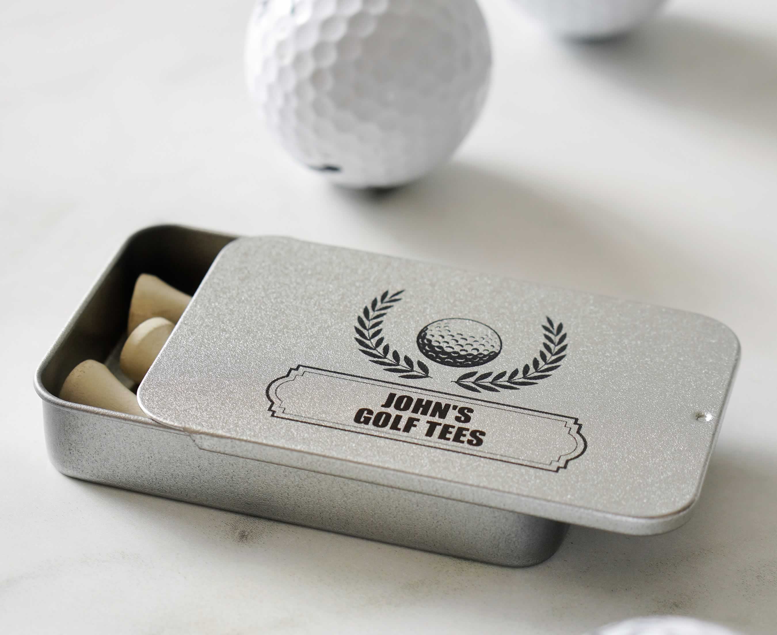 Personalised Golf Tees Tin Holder